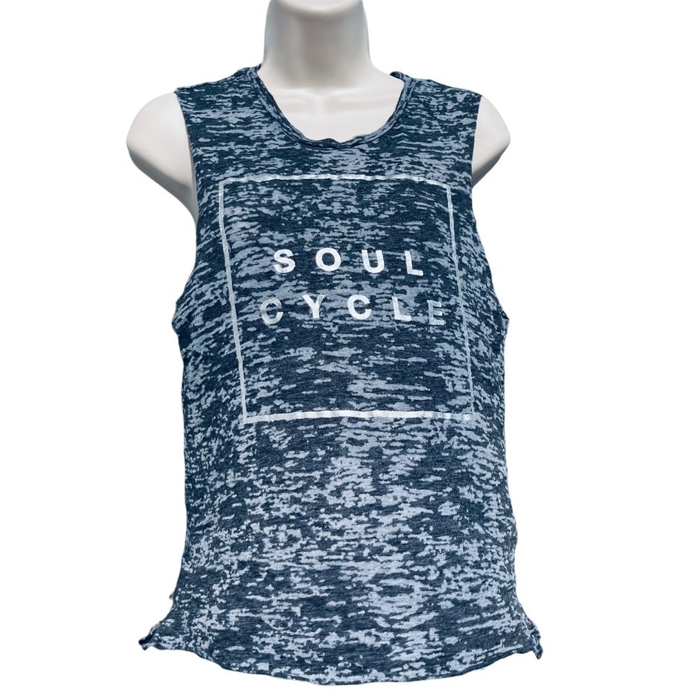 SOULCYCLE sleeveless muscle tank top tee camo black grey sheer lightweight 6868
